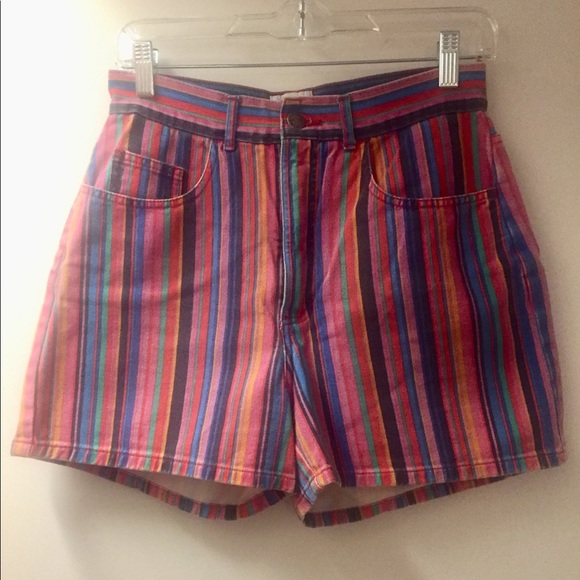 vintage striped denim shorts